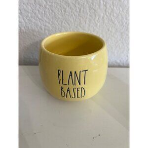 Rae Dunn Artisan Collection Yellow Ceramic Planter "Plant Based" Small Pot
